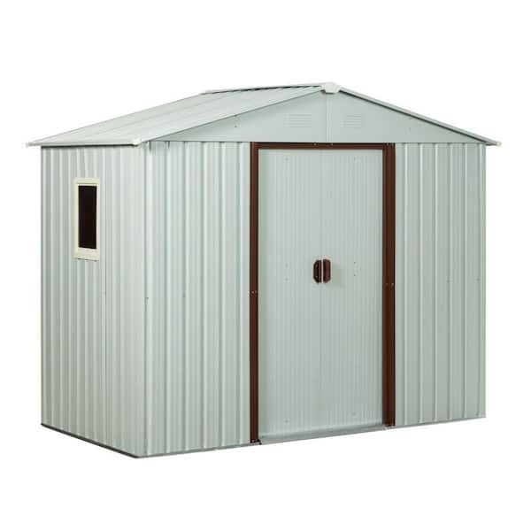 Outdoor Storage Shed 6 ft. W x 5 ft. D Metal Shed with Window and Foundation White (30 sq. ft. )