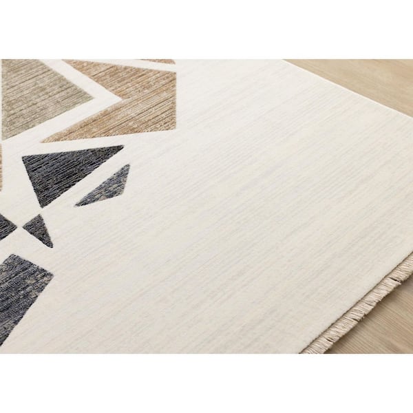 Jovira Collections 8 ft. x 10 ft. Beige Distressed, Geometric, Organic Indoor Area Rug
