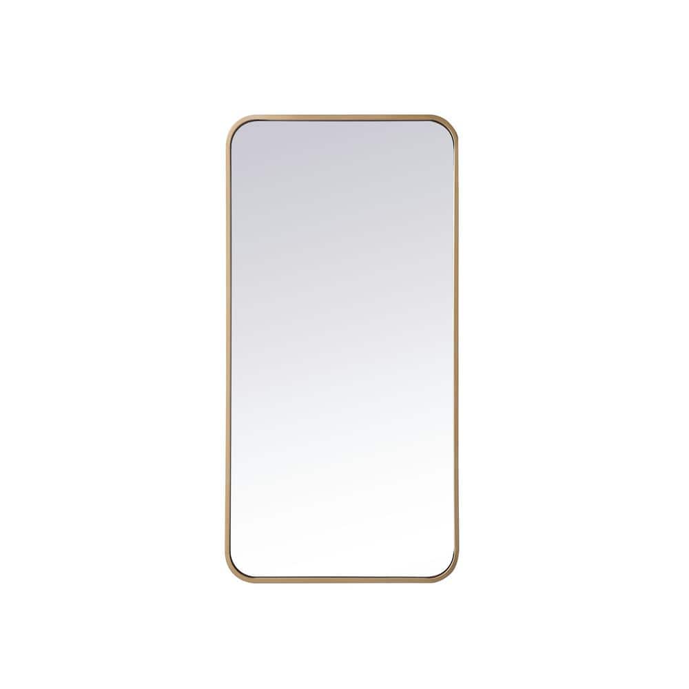 Timeless Home 36 in. H x 18 in. W Brass Modern Soft Corner Rectangular Wall