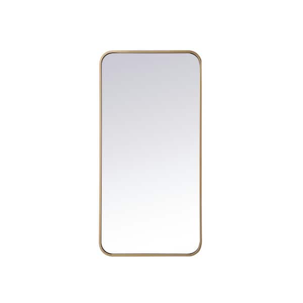 Unbranded Timeless Home 36 in. H x 18 in. W Brass Modern Soft Corner Rectangular Wall Mirror