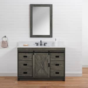 Rafter 48 in. W x 22 in. D Bath Vanity in Charcoal Gray with Engineered Stone Vanity Top in Carrara White with Sink