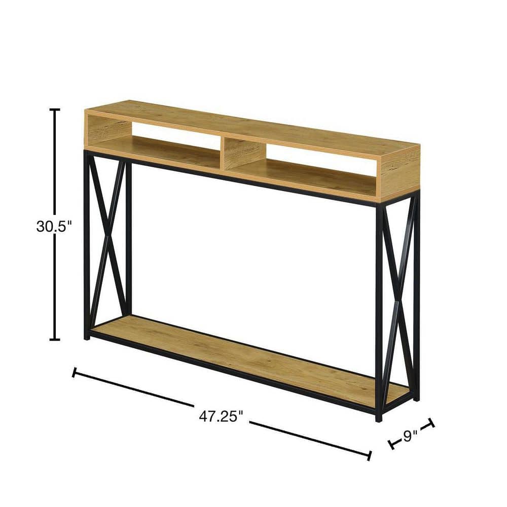 Tucson Deluxe English Oak & Black Metal Console Table with Storage