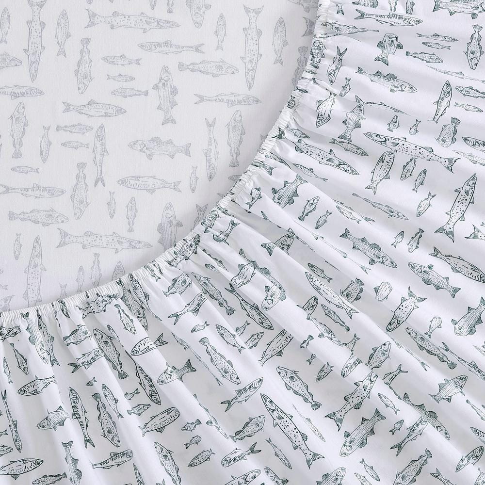 Albright Hill Queen Cotton Percale Nautical Sheet Set