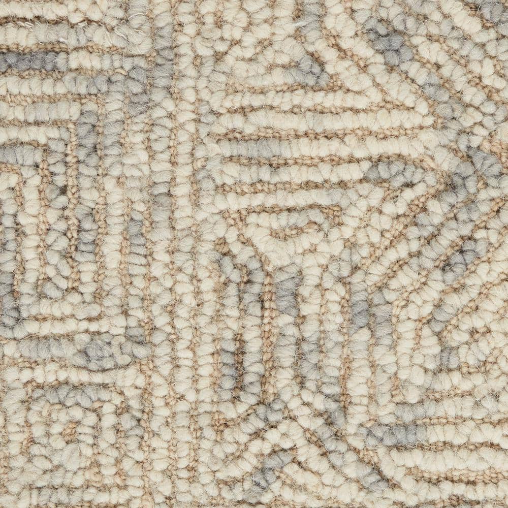 Beige and Grey Hand-Tufted Wool 5' x 7' Area Rug