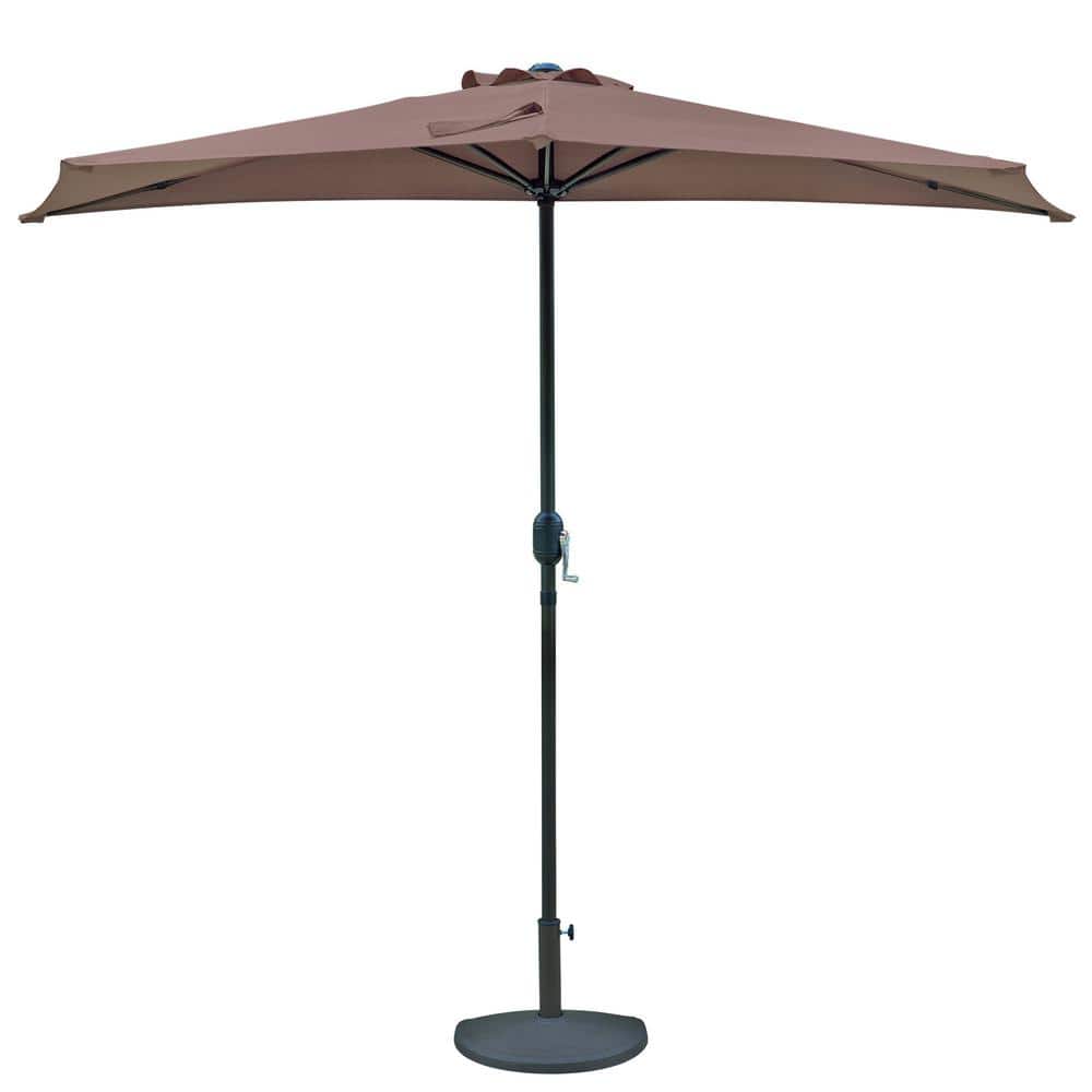 Lanai 9-ft Brown Polyester Half Patio Umbrella