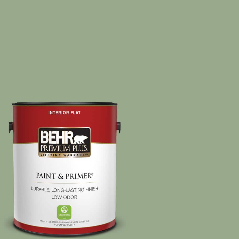 BEHR PREMIUM PLUS 1 gal. PPU1105 Pesto Green Flat Low Odor Interior