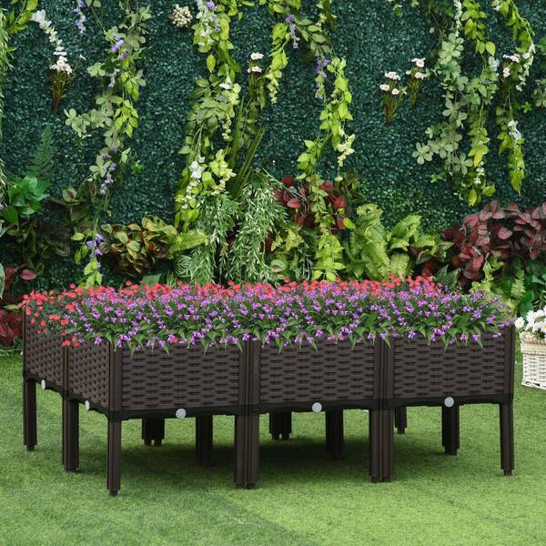 Gardenice Outdoor Plastic Raised Garden Bed - Elevated Planter Box With Self-Watering Feature
