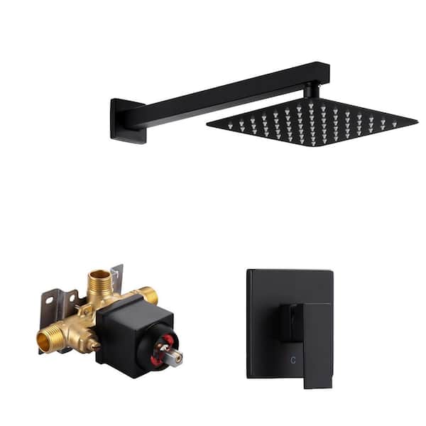 Single-Handle 1-Spray Shower Faucet 1.8 GPM with 360° Swivel in Matte Black (Valve Included)