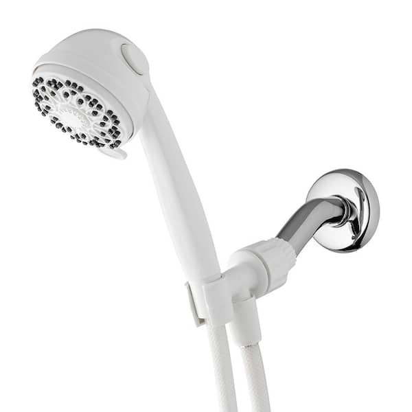 Waterpik 5-Spray 3.5 in. Single Wall Mount Handheld Shower Head in White