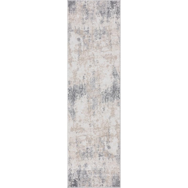 Tayse Rugs Diamond Abstract Gray 2 ft. x 8 ft. Indoor Runner Rug