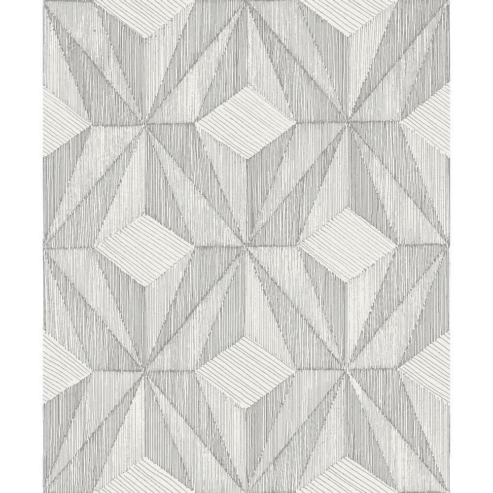 A-Street Prints Paragon Silver Geometric Paper Strippable Wallpaper ...