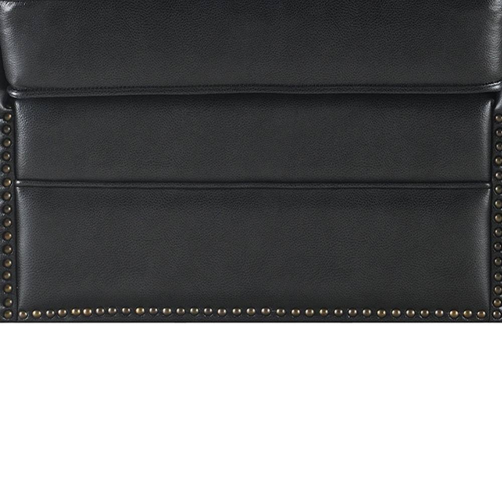 Rocha Black Leather Swivel Accent Chair with Wood Frame