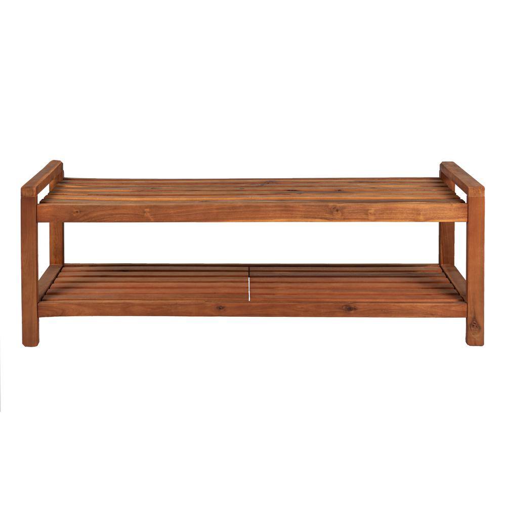 Blane Teak Acacia Wood 52" Mid-Century Modern Outdoor Bench