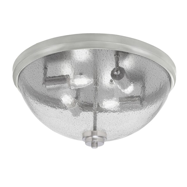 Unbranded Ashland 18 in. 4 Light Brushed Nickel Flush Mount with Smoke Bubble Glass Shade No Bulbs Included