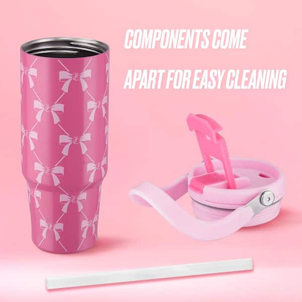 JUICY COUTURE Flip Fusion 40 oz. Pink Bows Stainless Steel Screw