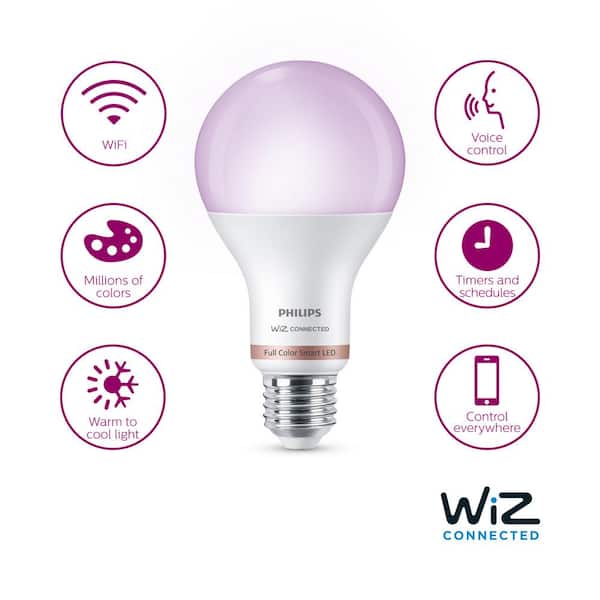 100-Watt Equivalent A21 LED Smart Wi-Fi Color Changing 2700 (K) Light Bulb powered by WiZ with Bluetooth (1-Pack)