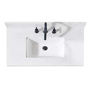 Oderzo 37 in. W x 22 in. D Engineered Stone Composite Vanity Top in Aosta White with White Rectangular Single Sink