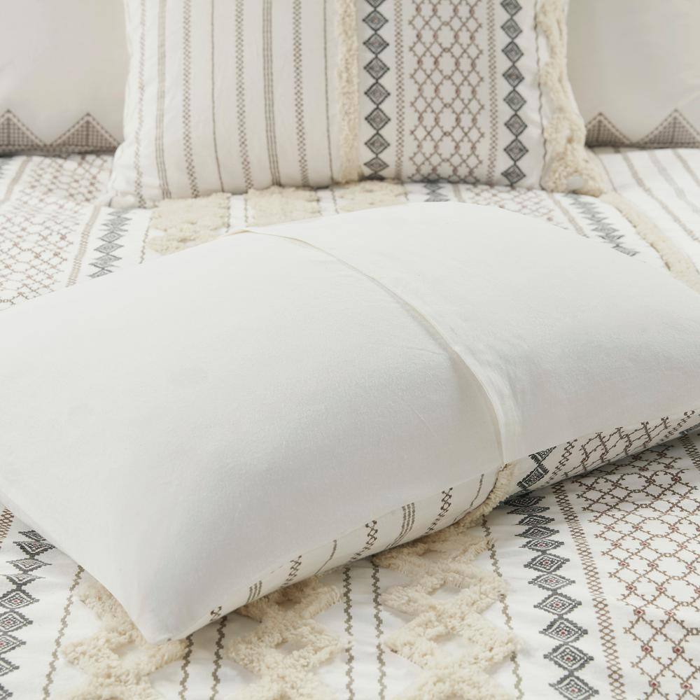 Ivory King Cotton Reversible Comforter Set with Chenille