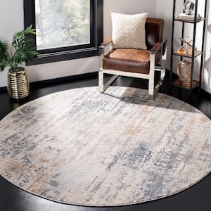 Invista Cream/Gray 7 ft. x 7 ft. Round Distressed Abstract Area Rug