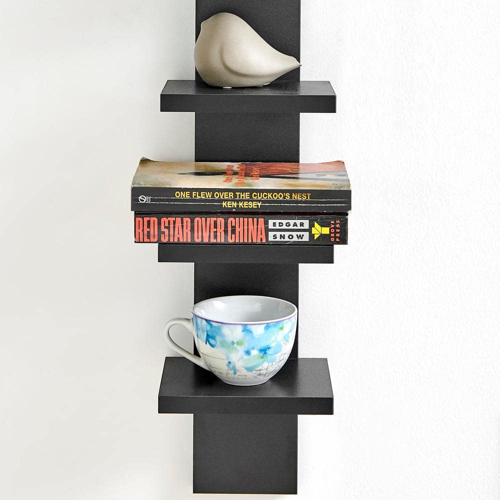 Black 33" 5-Tier Floating Wall Shelf for Living Room
