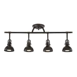 Broadway 50-Watt 4-Light Bronze Industrial Track Light with Oil Rubbed Bronze Shade, No Bulb Included
