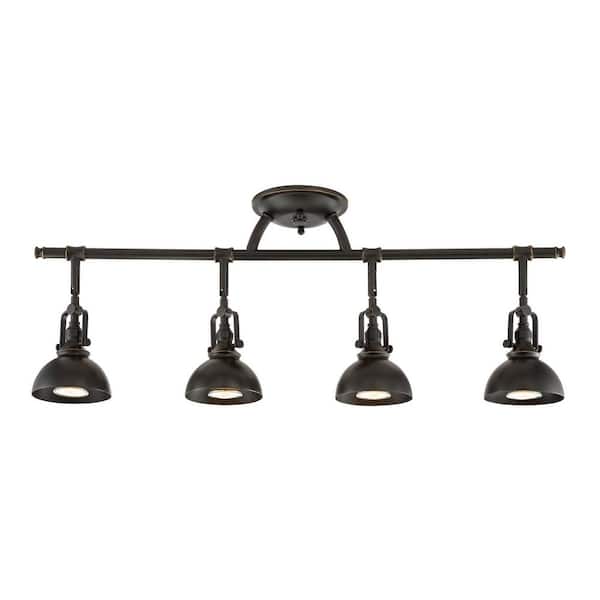 Kira Home Broadway 50-Watt 4-Light Bronze Industrial Track Light with Oil Rubbed Bronze Shade, No Bulb Included