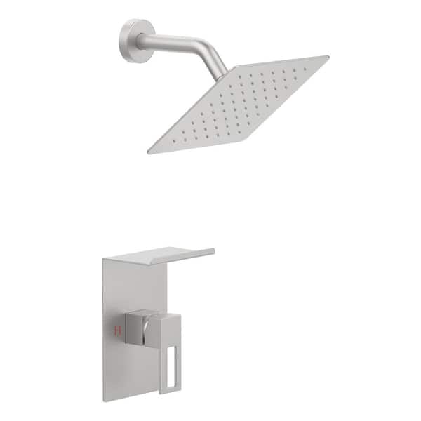 Satico 1-Spray Patterns with 2.2 GPM 8 in. Square Wall Mount Fixed Shower Head in Brushed Nickel