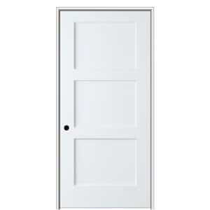 Shaker Flat Panel 18 in. x 80 in. Right Hand Solid Core Primed HDF Single Pre-Hung Interior Door with 4-9/16 in. Jamb