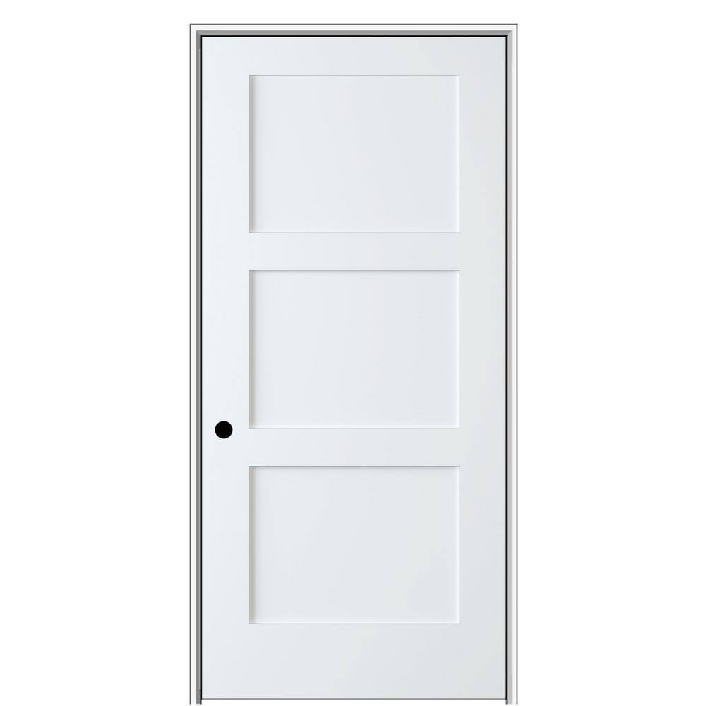 MMI Door Shaker Flat Panel 20 in. x 80 in. Right Hand Solid Core Primed HDF Single Pre-Hung Interior Door with 4-9/16 in. Jamb -  Z03745801R