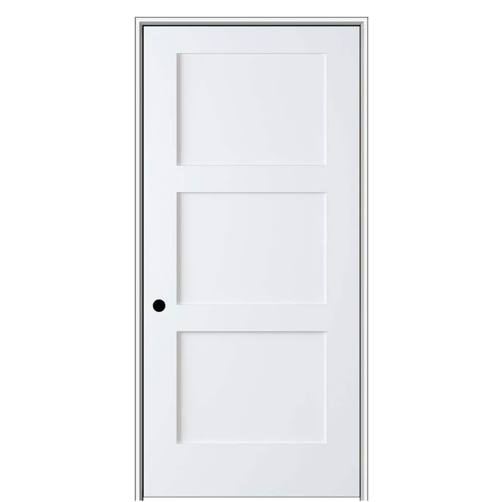 MMI Door Shaker Flat Panel 20 in. x 80 in. Right Hand Solid Core Primed HDF Single Pre-Hung Interior Door with 6-9/16 in. Jamb -  Z03745802R