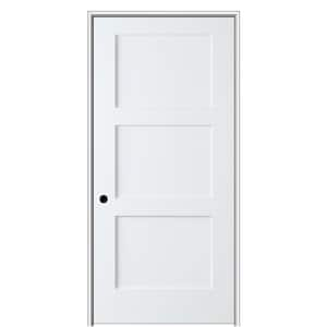 Shaker Flat Panel 28 in. x 80 in. Right Hand Solid Core Primed HDF Single Pre-Hung Interior Door with 6-9/16 in. Jamb