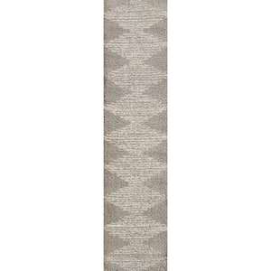 Elm Diamond Stripe Geometric Shag Gray/Ivory 2 ft. x 10 ft. Runner Rug