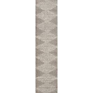 Elm Diamond Stripe Geometric Shag Gray/Ivory 2 ft. x 8 ft. Runner Rug