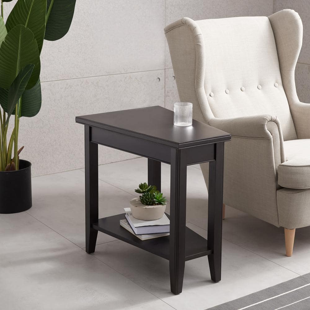 Laurent 17 in. Chocolate Cherry Wedge Solid Wood Recliner End/Side Table with Shelf - thumbnail 9