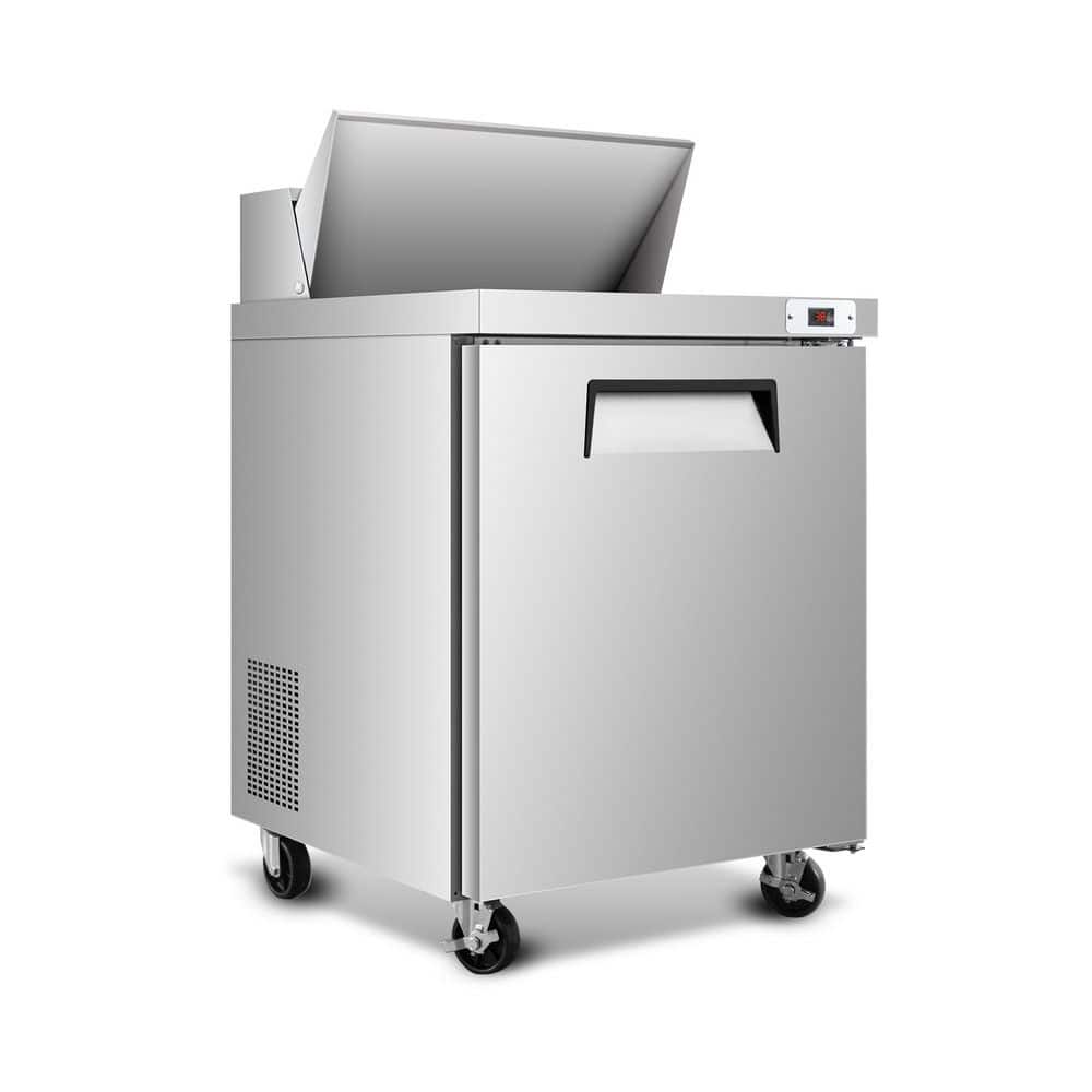 29 in. 8 cu. ft. Commercial Refrigerator with Salad and Sandwich Prep Table in Silver