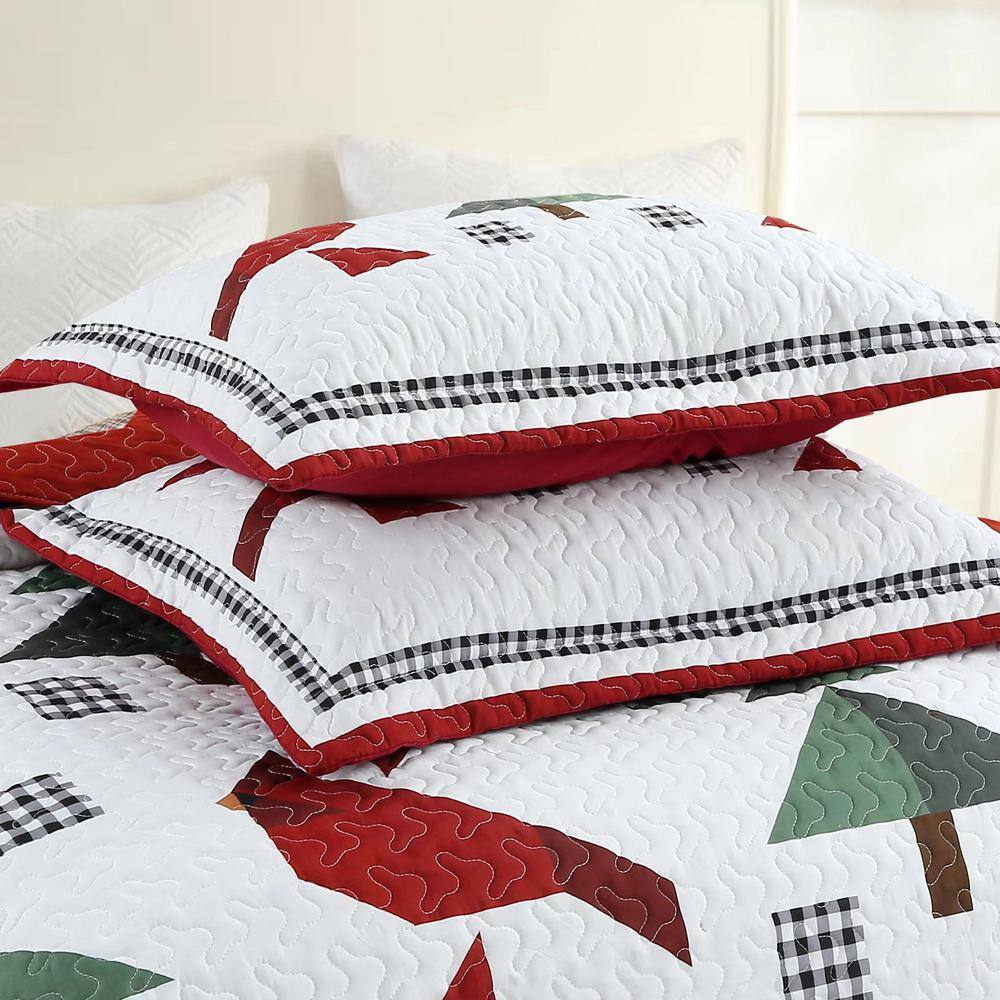 Red and White Reversible Kids Queen Bedspread Set