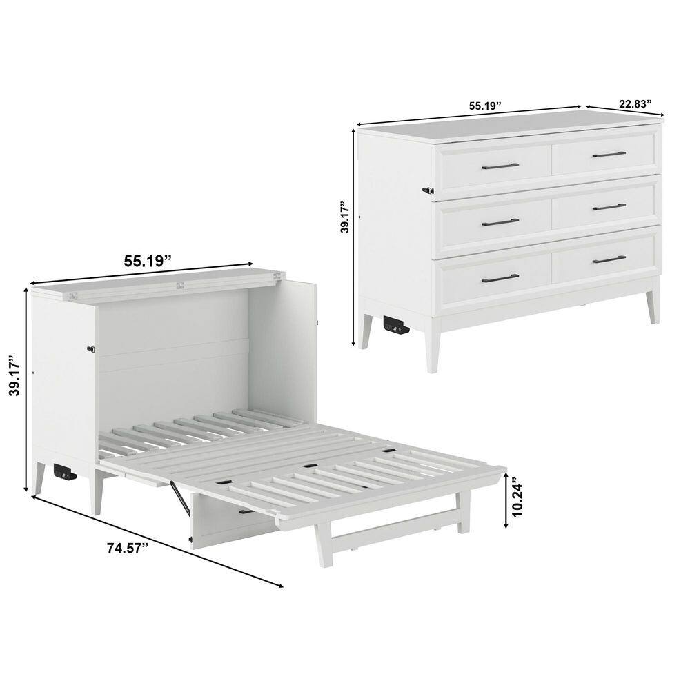 Santa Fe Walnut Brown Solid Wood Frame Queen Murphy Bed Chest with Mattress and Built-in Charger - thumbnail 3