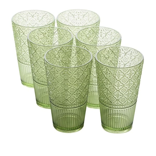 Victoria 22 oz. Green Acrylic Ice Tea Glass (Set of 6)