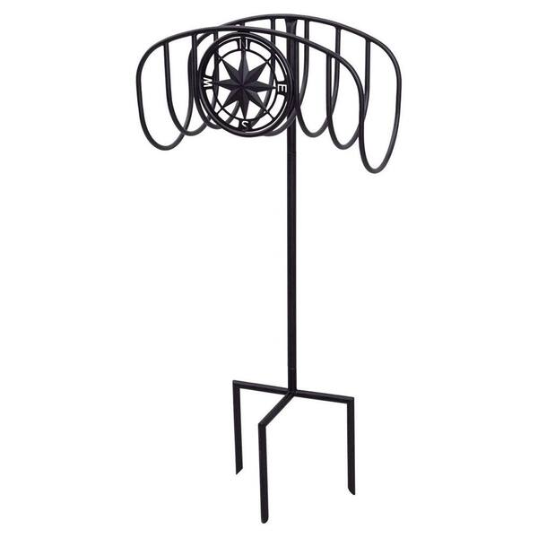 Liberty Garden 3-Prong Gauge Manger Compass Water Hose Stand with Storage Shelf