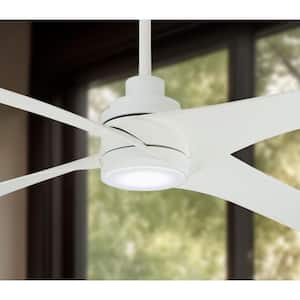 Swept 56 in. Integrated LED Indoor Flat White Ceiling Fan with Light with Remote Control