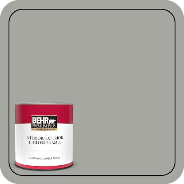 BEHR PREMIUM PLUS 1 qt. #PPU24-18 Great Graphite Hi-Gloss Enamel Interior/Exterior Paint & Primer