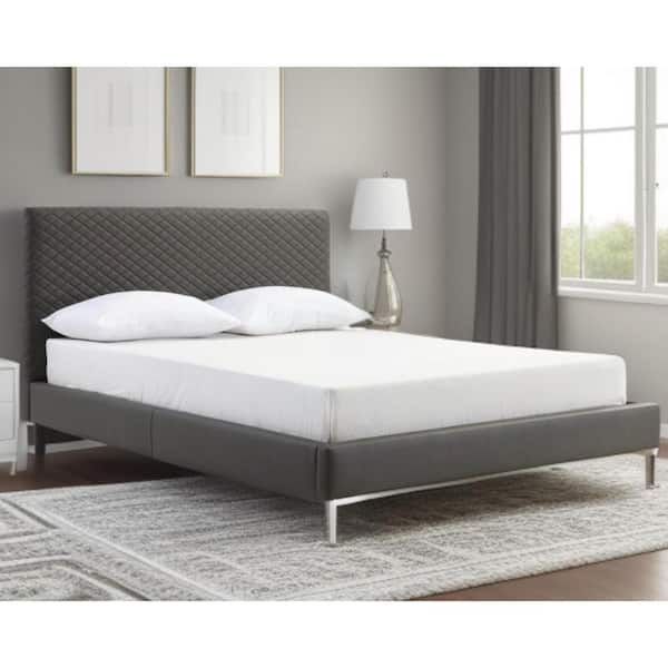 HomeRoots Gray Composite Frame Queen Panel Bed with Upholstered