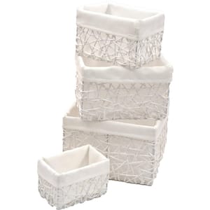 8 in. D x 6 in. H x 7 in. W White Paper Cube Storage Bin