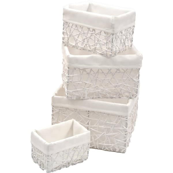 EVIDECO French home goods 8 in. D x 6 in. H x 7 in. W White Paper Cube Storage Bin