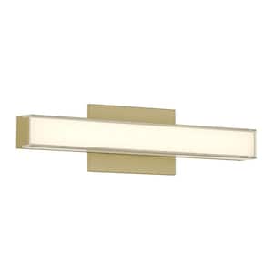 Vantage 18 in. 1-Light Ashen Brass CCT LED Vanity Light Bar with Double Layer Clear and White Acrylic Shade