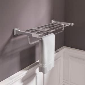 TS Series 24 in. Wall Mounted Towel Shelf with Single Towel Bar in Polished Chrome