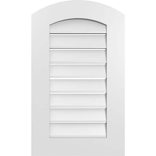 Ekena Millwork 18 in. x 28 in. Arch Top Surface Mount PVC Gable Vent: Decorative with Standard Frame
