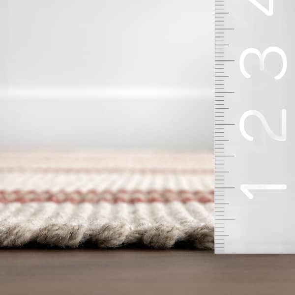Frenshe Interiors Nichols Striped Wool Ivory 8 ft. x 10 ft. Indoor/Outdoor Patio Area Rug