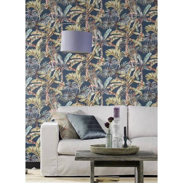 Calle Blue Tropical Paper Non-Pasted Textured Wallpaper