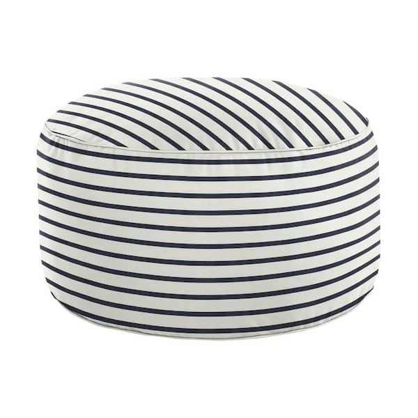 SORRA HOME 30 in. x 30 in. x 15 in. Sunbrella Lido Indigo Stripe Round ...